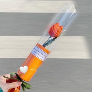 かぎ針編みのチューリップの花束 | 手作りの編み物のチューリップの花|かぎ針編みのチューリップの花|かぎ針編みの花|かぎ針編みの花束|母の日ギフト|チューリップのかぎ針編み