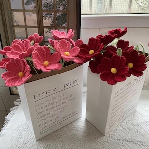 Häkelblumen, gehäkelte Gesangsblume, Dekoration, Geburtstagsgeschenk für Mutter, Freundin, Freundin, Schwester, gehäkelter Blumenstrauß, Weihnachten