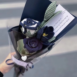 Häkeln Rose Blume, Häkeln Blume, Häkeln Blumenstrauß Geschenk, Häkeln Blume Schreibtisch Dekor, Geschenk für Mutter, Sie, Kollege, sendoff, Freund