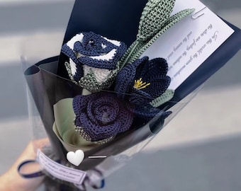 Häkelblumenstrauß, Schreibtischdekor Geschenk, Handgemachter Blumenstrauß, Kunstblumenstrauß, Häkelblumen, Weihnachtshäkelgeschenk