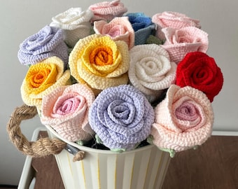 Rose Crochet Flower, Crochet Flower Bouquet, Crochet Flower Pink, Crochet Decor Flower, Gift for Mom, Her, Colleague, Sendoff, Friend, Bae