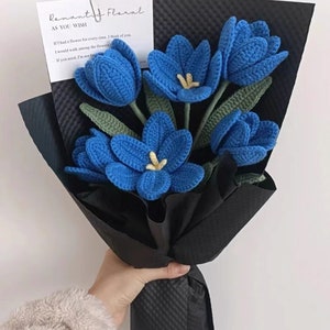 Gift for mom, Tulip Crochet Flower Bouquet, Tulip Handmade Flowers, Mother&#39;s Day Gift, Gift for Birthday