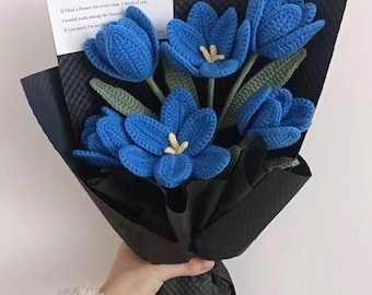 Gift for mom, Tulip Crochet Flower Bouquet, Tulip Handmade Flowers, Mother's Day Gift, Gift for Birthday