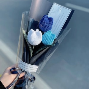Crochet Flowers|Crochet Tulip Bouquet|Mother&#39;s Day Gift|Crochet Flower Bouquet|Forever Flower|Mom Gifts|Graduation Flower|Girlfriend Gifts
