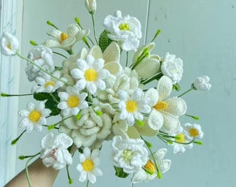 Crochet Flower Bouquet, Wedding Bouquet, Handmade Gift for Her, Girlfriend Wedding, Birthday, Wedding ,Suitable for Wedding Bridal Bouquet