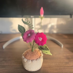 Crochet Flower in Pot, Handmade Gift for Mom, Birthday Gifts, Home Decoration, Crochet Flower Pot, Gift for Girlfriends, Crochet Flowers