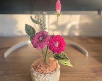 Crochet Flower in Pot, Handmade Gift for Mom, Birthday Gifts, Home Decoration, Crochet Flower Pot, Gift for Girlfriends, Crochet Flowers