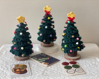 Crochet Christmas Tree, Handmade Holiday Decor, Crochet Flower in Pot, Christmas Gift, Christmas Decor, Flower Pot, Christmas Ornaments