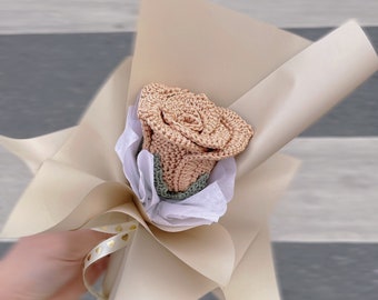 Handmade Crochet Rose Bouquet: Knitted Flower Gift