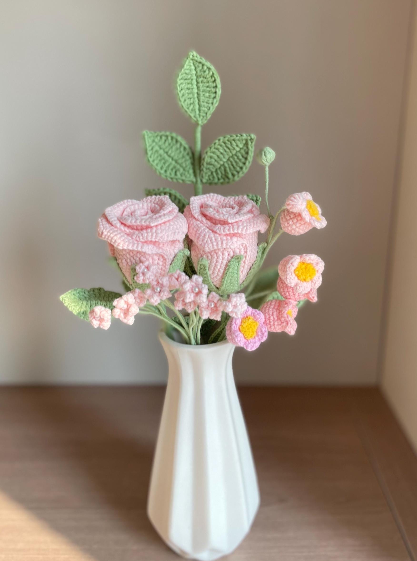 かぎ針編みのバラのギフト、かぎ針編みの花、かぎ針編みの花束の