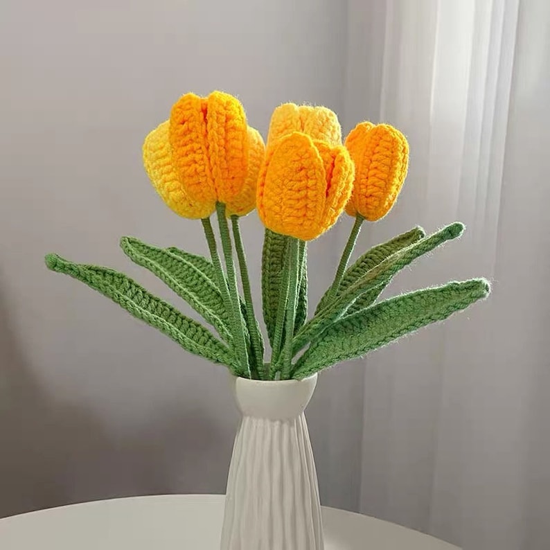 11 pcs Tulip Crochet Flowers, Personalized Handmade Flowers, Crochet Bouquet Flowers, Spring Flowers,Flower Bouquet, Crochet Kit,Mom's Gift image 5