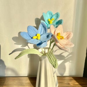 3 pcs Crochet Tulips,Crochet Pink Flowers, Graduation, Birthday, Friend, Girlfriend Gift,  Crochet Flowers, Handmade Gift, Home Decoration