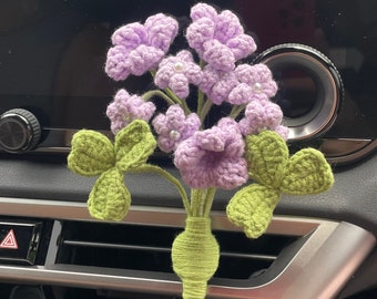 Clip de ventilación de aire de coche hecho a mano, clip de ventilación de aire de flores, lindo interior de accesorios de coche para mujeres, accesorios de coche boho, decoración de coche, lindo regalo de cumpleaños