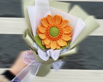 Crochet Flower Bouquet|Handmade Knitted Flowers|Crochet Sunflowers|Crochet Flowers|Mother's Day Gift|Crochet Bouquet