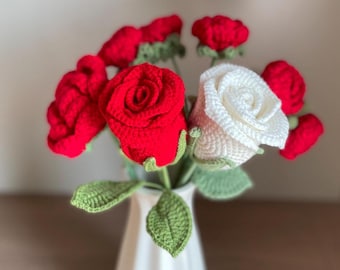 Crochet Flower Bouquet, Crochet Flowers|Crochet Rose Bouquet|Birthday Gift|Mom Gifts|Girlfriend Gifts|Housewarming Gift|Birthday Gift