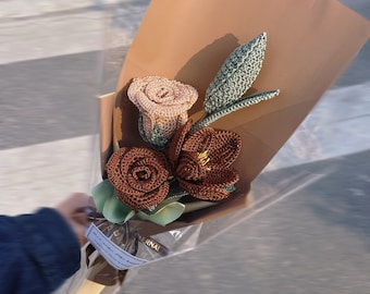 Crochet Flower Bouquet|Crochet Rose|Crochet Tulips|Handmade Knitted Flowers|Gift For Her|Mother's Day Gift