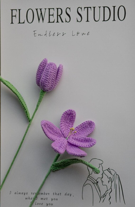 Bouquet di tulipani all'uncinetto, fatto a mano, regalo personalizzato per la fidanzata, decorazione per la casa, fiore di tulipano lavorato a maglia, fiore per sempre, tulipani - Italia