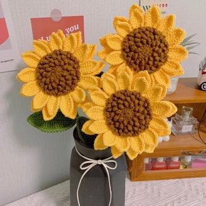 Crochet Flowers| Crochet Sunflower Bouquet|Graduation Flower|Gift for Her|Crochet Flower Bouquet|Birthday Gift|Handmade Knitted Flower