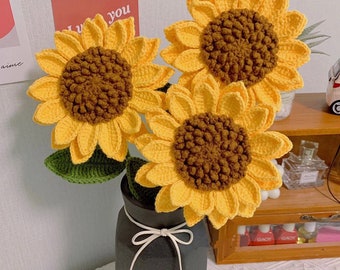 Crochet Sunflower Bouquet | Handmade Knitted Flower Gift