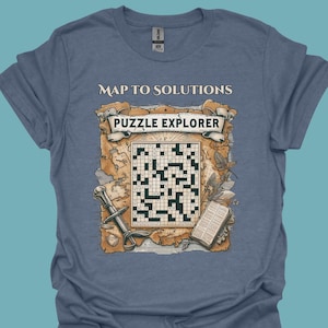 Carte vers Solutions - Pièce en t de mots croisés. Chemise douce et confortable pour homme et femme, cadeau parfait pour les joueurs.