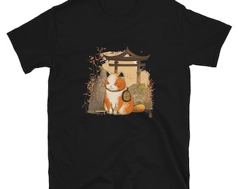 Zen Cat Temple Tee / Ukiyo-e Orange Cat Tee / Bamboo Garden Cat Tee / Serene Zen Cat Tee / Japanese Art Shirt / Unisex T-Shirt