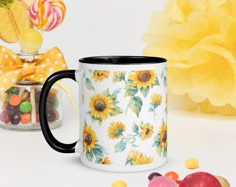 Tazza di girasole/Tazza da caffè floreale/Tazza floreale/Regalo per gli amanti dei fiori/Regalo di compleanno/Regalo di Natale/Un regalo per lei
