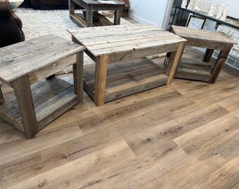 Table basse rustique en bois de grange