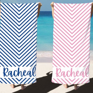 Personalized Stripe Beach Towel: Custom Name Vacation Gift