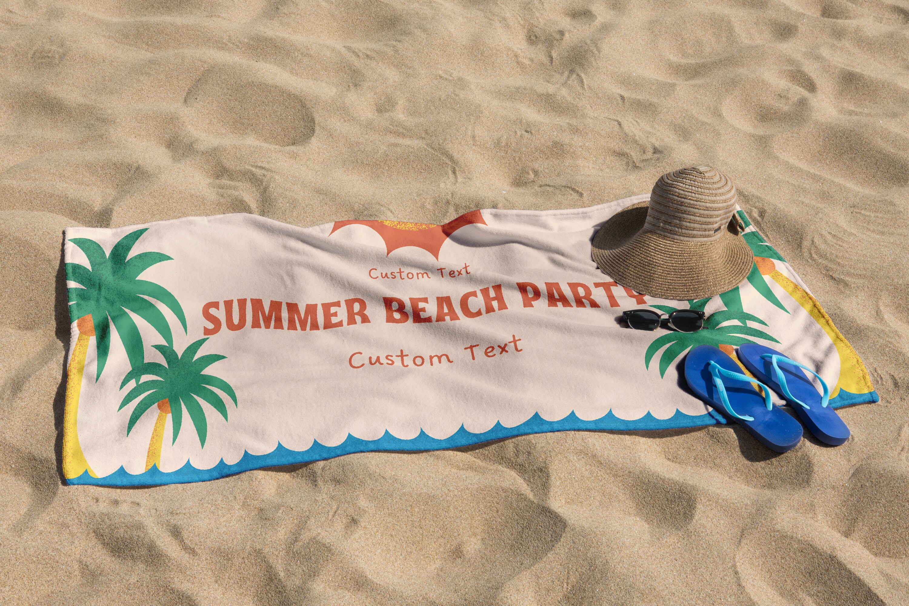 Personalized Beach Towel, Summer Beach Party Towel, Family Vacation Beach Towel, Custom Text Beach Towel, Custom Beach Towel, Party Beach