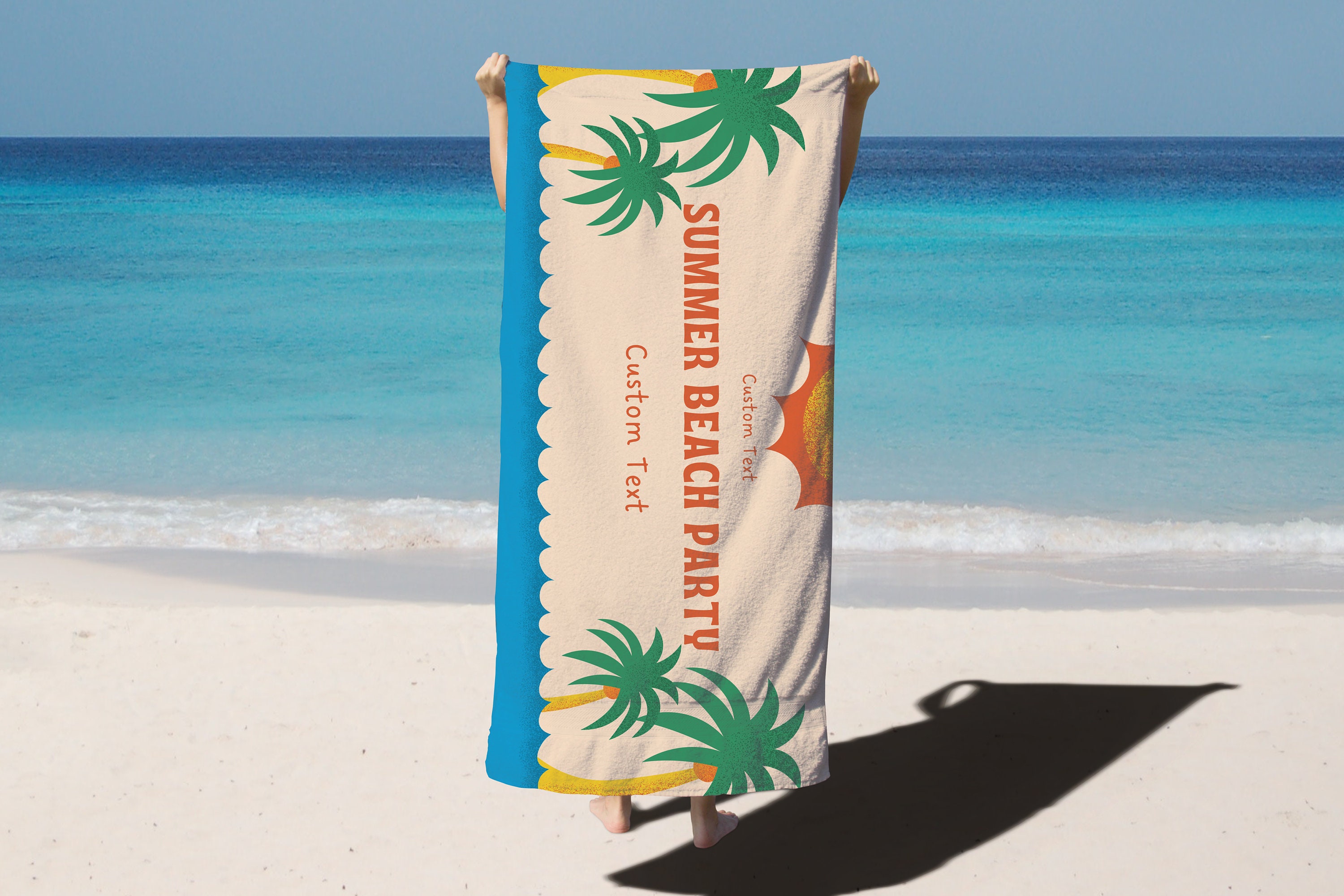 Personalized Beach Towel, Summer Beach Party Towel, Family Vacation Beach Towel, Custom Text Beach Towel, Custom Beach Towel, Party Beach