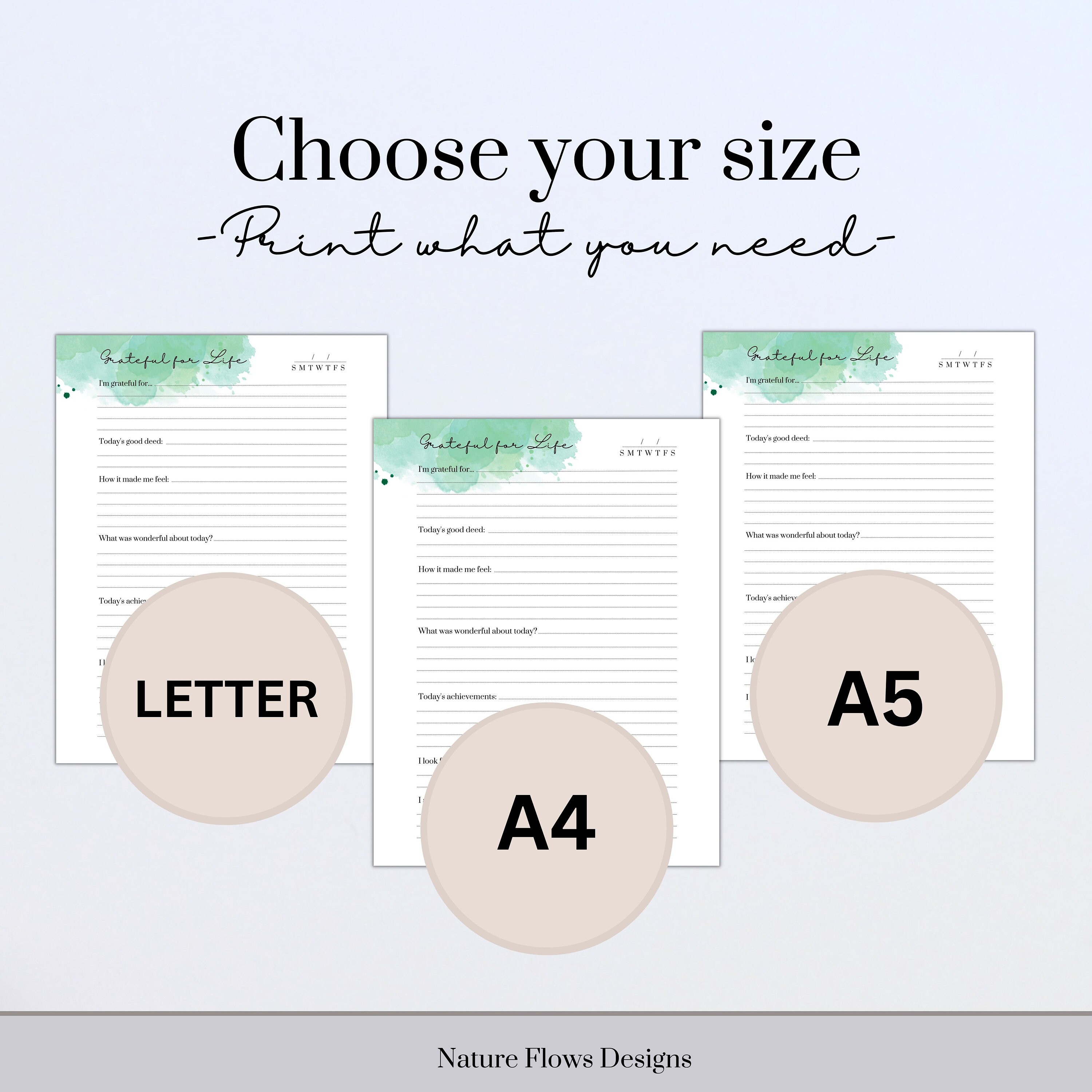 Gratitude Log Printable Mood Tracker Mindfulness Practices Daily ...