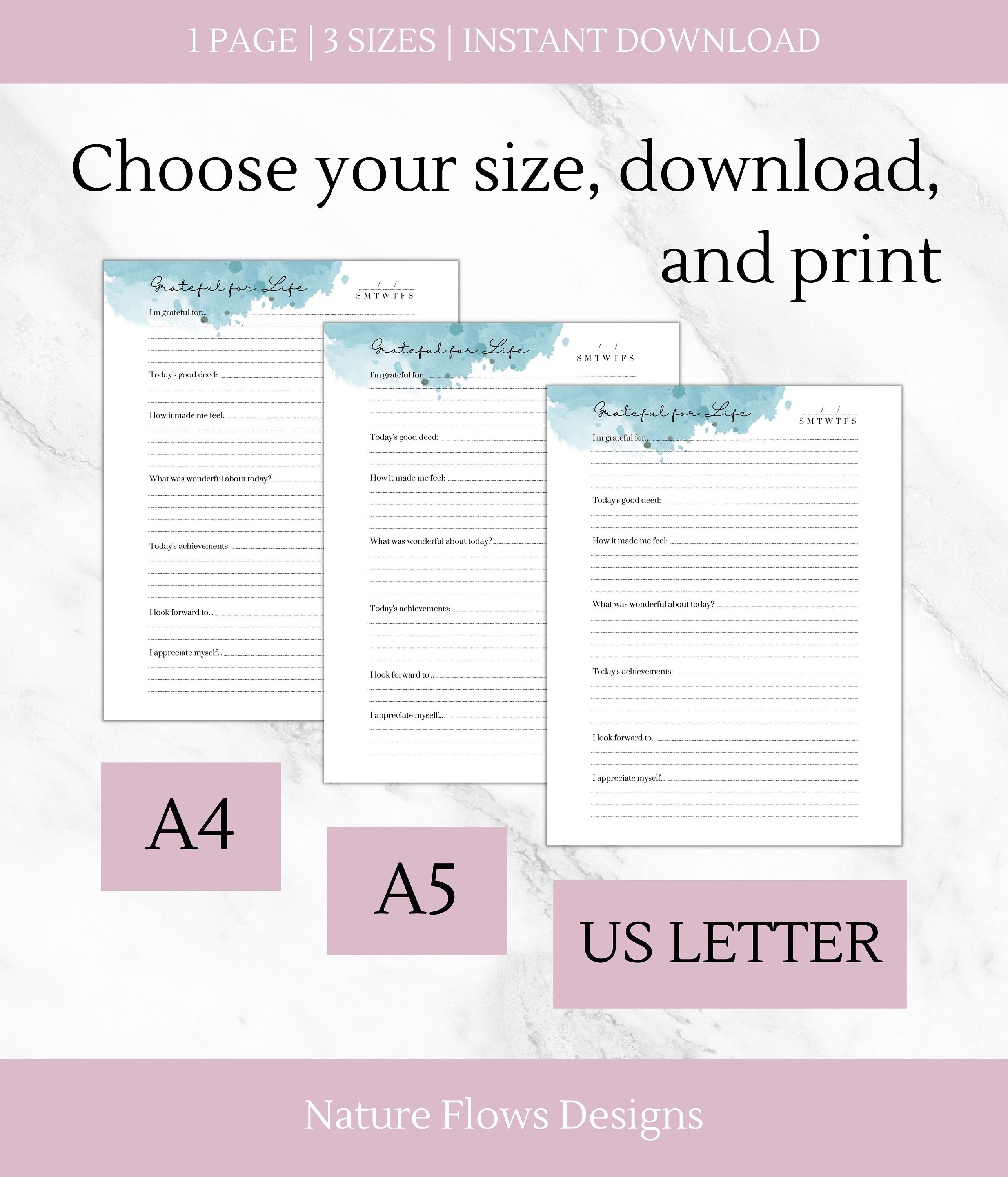 Gratitude Journal Printable Mood Tracker and Appreciation Log Printable ...