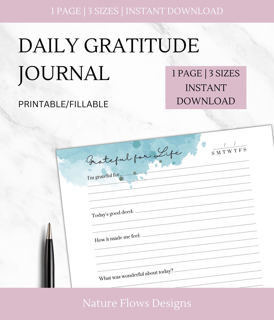 Gratitude Journal Printable Mood Tracker and Appreciation Log Printable ...
