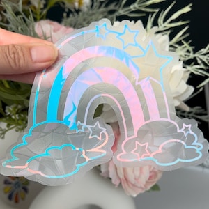 Rainbow Stars Suncatcher Sticker: Prismatic Window Decal