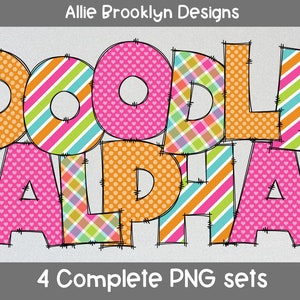 4 Sets Bright Rainbow Hearts Alphabet Letters PNG Bundle, Summer Mothers Day Watercolor, Hand Drawn Doodle, Sublimation Alpha Set Designs
