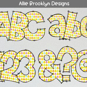 4 Sets Rainbow Daisy Chick Alphabet Letters PNG Bundle, Spring Easter ...