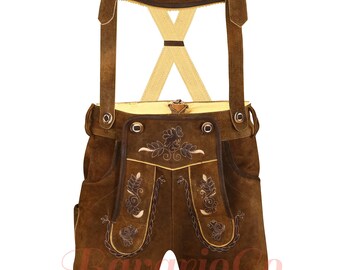 Authentic Bavarian Men's Lederhosen German Oktoberfest Costume | Lederhosen For Men's |  | Lederhosen Trachten Short Brown