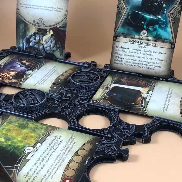 ARKHAM HORROR LCG Grid Organizer Halter Kartenspiel original Cthulhu Eldritch Horror schwarz silber lackiert Miskatonic Lovecraft x 8