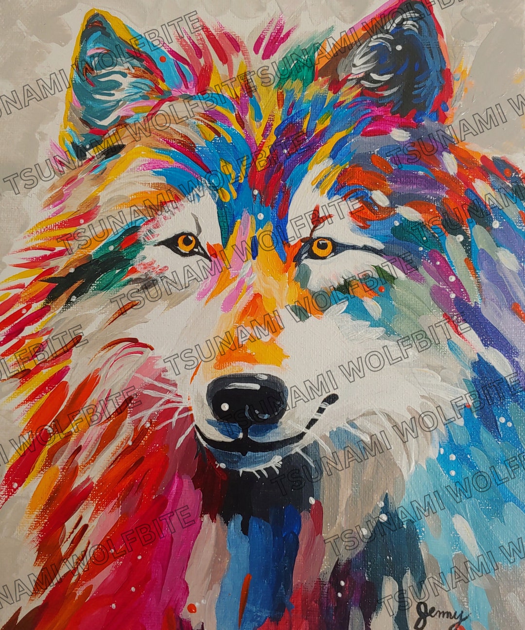 Original Wolf Abstract Painting 8 X 10 on Canvas wolf Etsy