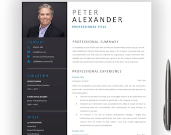 Professional EXECUTIVE RESUME Word TEMPLATE Editable Modern Cv Template With Photo