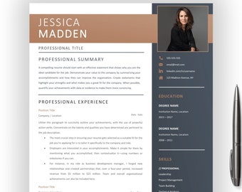 Customizable Professional CV Executive Resume Template - Clean Microsoft Word Template Cover Letter With Photo