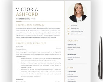 PROFESSIONAL CV Modern Executive Resume Template - Clean Microsoft Word Resume Template Cover Letter With PHOTO