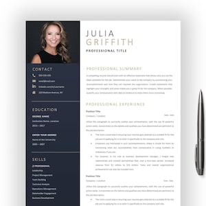 Plantilla de CV moderna editable para Microsoft Word Descargar currículum profesional Guardar en formato PDF
