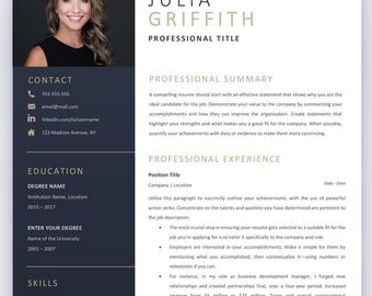 Editable Modern CV Template For Microsoft Word Professional Resume Download Save to PDF Format