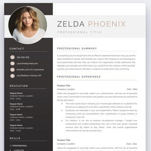 Modern CV Template with Photo – Professional Resume for Word with Cover Letter & References (Instant Download)