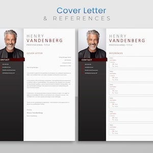 Peut inclure: Un mod&egrave;le de lettre de motivation et de r&eacute;f&eacute;rences en noir et blanc avec une photo d'un homme. Le mod&egrave;le comprend des coordonn&eacute;es, une lettre de motivation et une section de r&eacute;f&eacute;rences.