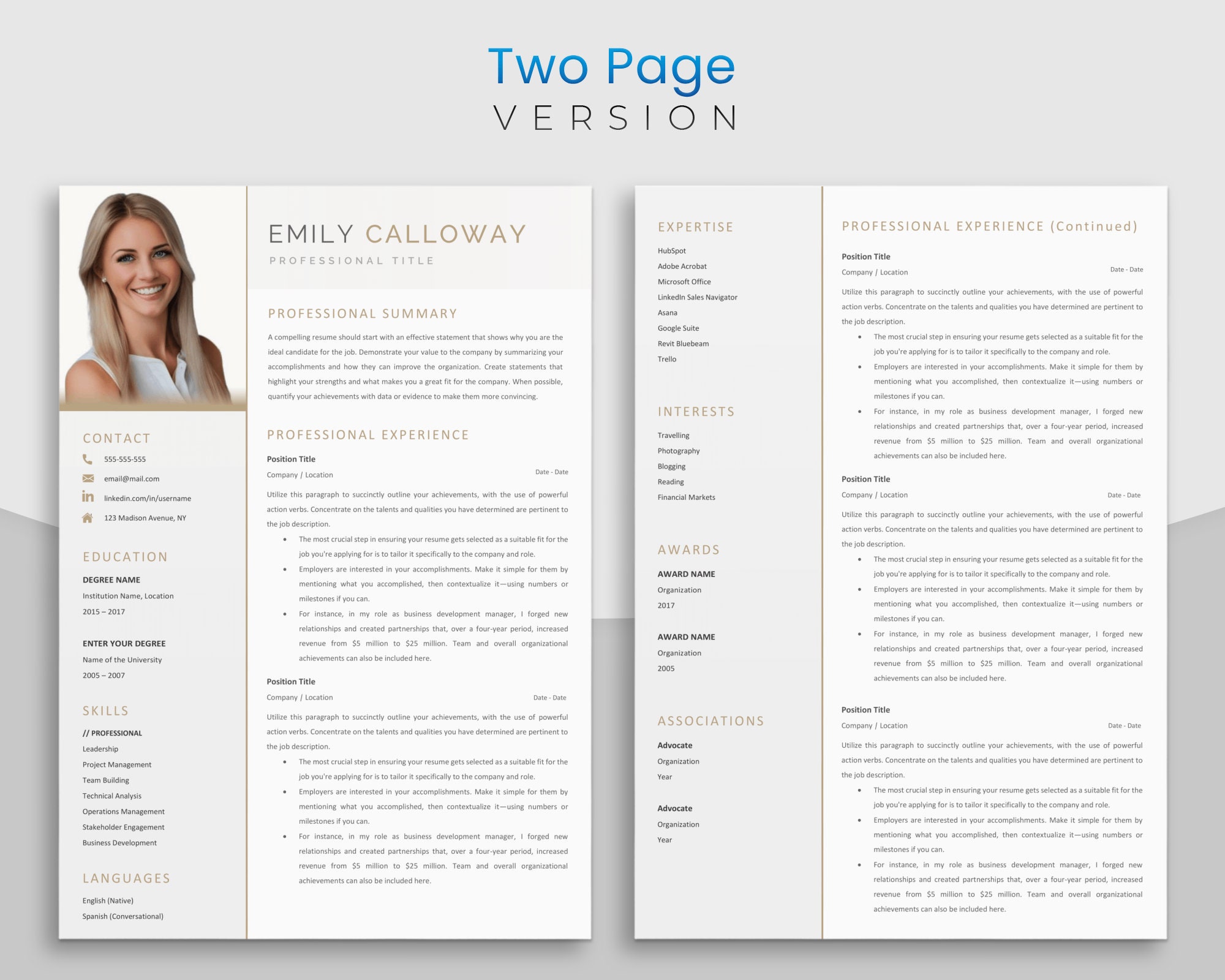 Professional Executive CV TEMPLATE for Microsoft Word Modern Resume ...