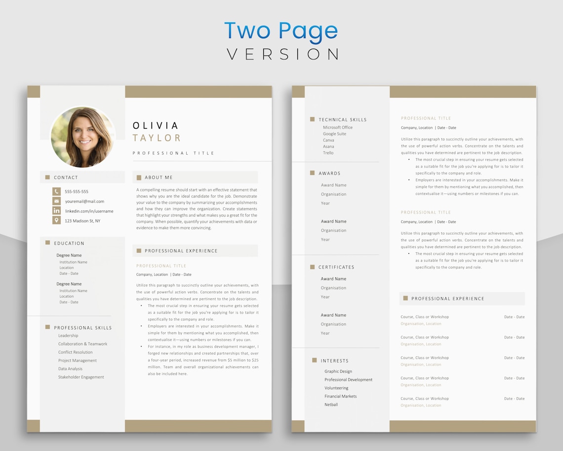 Modern Professional CV EXECUTIVE Resume Template Clean - Etsy