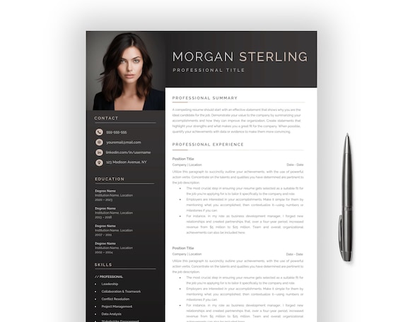 Modern Professional Executive CV TEMPLATE For Microsoft Word Modern Resume Download Editable Digital Document