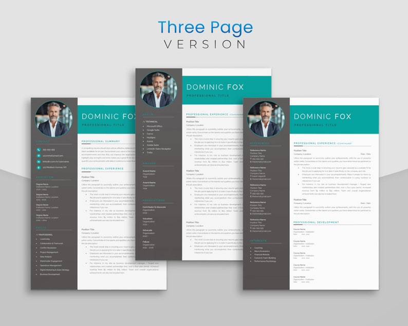Modern Executive CV Template for Microsoft Word Professional Resume ...